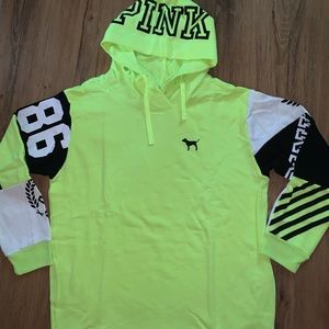 VS Pink Neon Tunic Crossover Hoodie Pullover